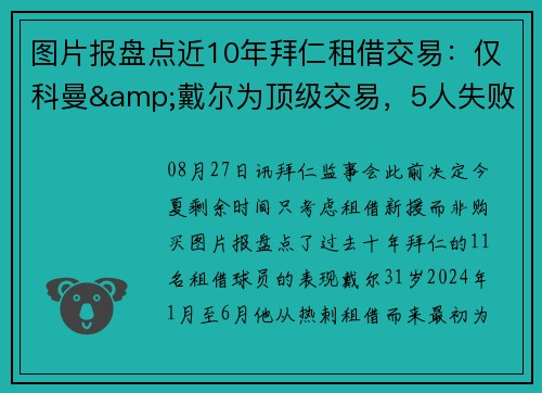 图片报盘点近10年拜仁租借交易：仅科曼&戴尔为顶级交易，5人失败